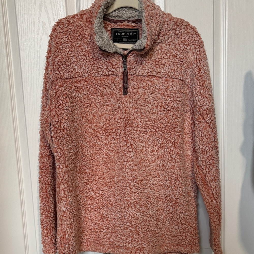 True Grit Unisex Orange Sherpa Half-Zip Pullover